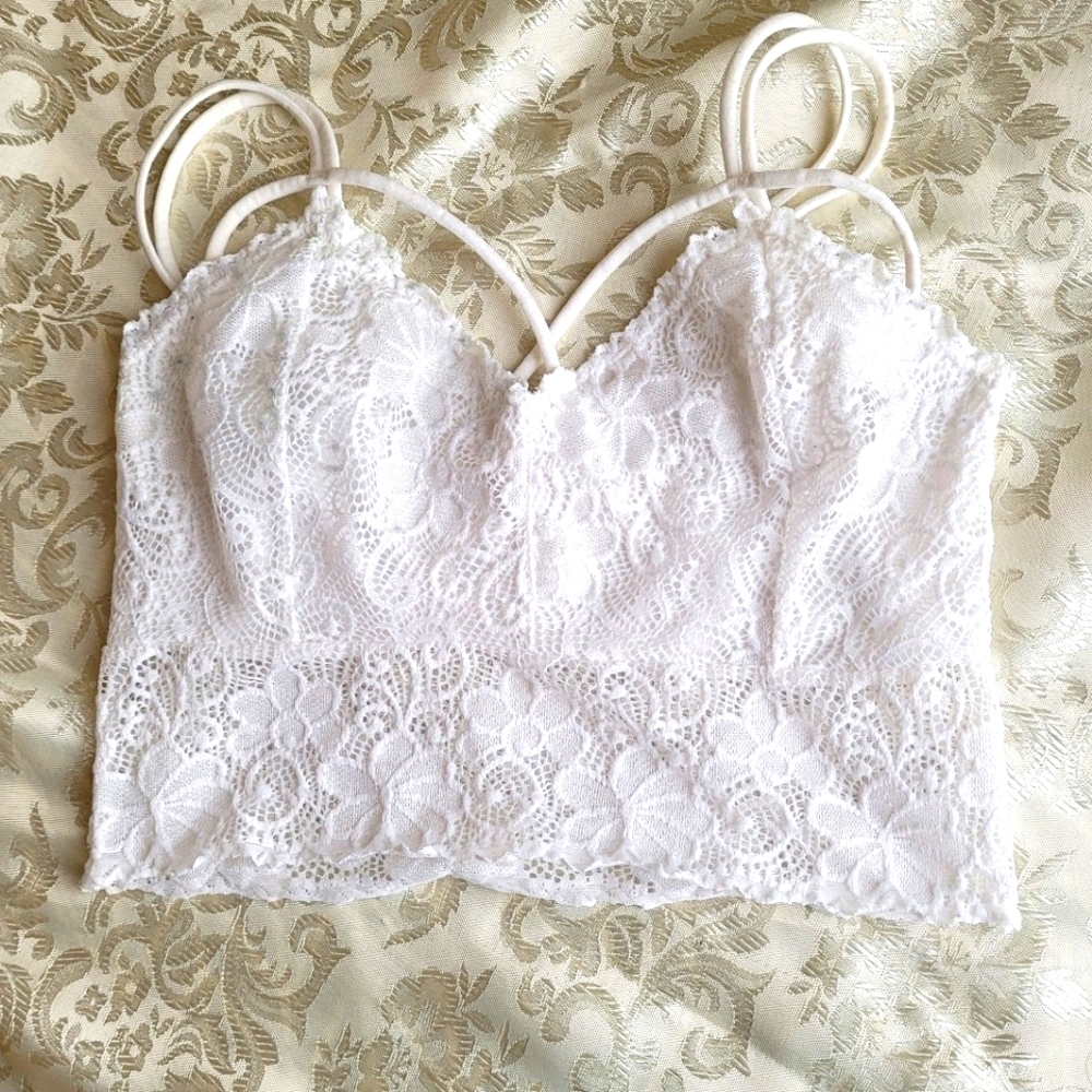 White Cropped Lace Bralette